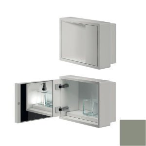 Inda MY Secret A80760VV Einbaunische mit Becherhalter, Seifenspender und Spiegel 350x260mm matt verde salvia