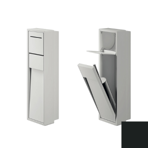 Inda MY Secret A8086ANE Einbaunische mit Toilettenpapierhalter und Toilettenbürstenhalter 190x660mm mattschwarz
