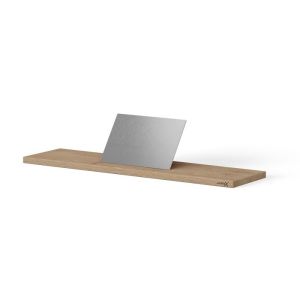 Looox Bath Collection WBSHELF78RVS badplank 78 cm massief eiken old grey met inzet geborsteld RVS