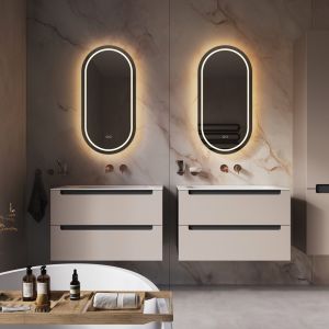 Phantom Mirrors Serie 004 004.45.90 ovaal rechte LED spiegel, 45x90 cm met directe en indirecte led rondom