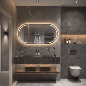 Phantom Mirrors Serie 005 005.100.70 ovaal rechte LED spiegel, 100x70 cm met directe en indirecte led rondom