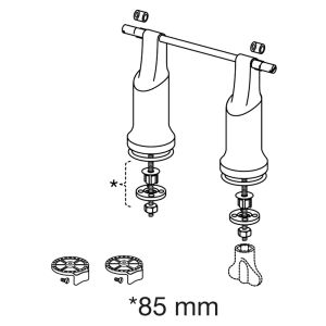 Pressalit Dania T9801 Scharnier mit durchgehendem Stift, 100mm erhöht