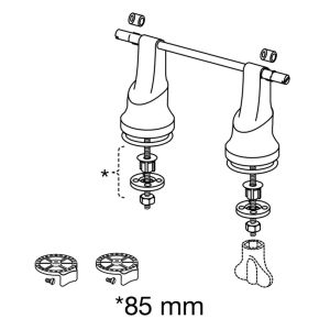 Pressalit Dania - Ergosit T9802 Scharnier mit durchgehendem Stift, 50mm erhöht