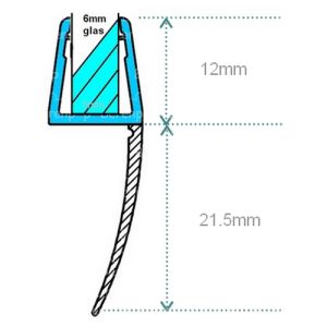 Exa-Lent Universal sample piece of shower rubber type DS04 - 2cm length and suitable for glass thickness 6mm - 1 flap