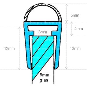 Exa-Lent Universal sample piece of shower rubber type DS06 - 2cm length and suitable for glass thickness 8mm - 1 bellows of 5mm (ball)