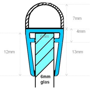 Exa-Lent Universal sample piece of shower rubber type DS07 - 2cm length and suitable for glass thickness 6mm - 1 bellows of 7mm (ball)