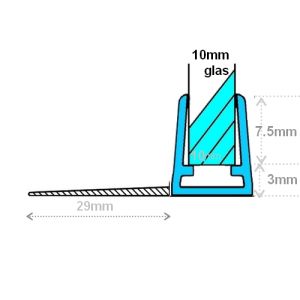 Exa-Lent Universal DS0920010 - G10014200 helder doucheprofiel 1 flap horizontaal 200cm - 10mm