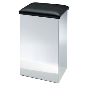 Decor Walther 0611860 CASE HK 2 KW laundry basket/ stool 66x42x32cm stainless steel polished/ artificial leather black