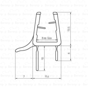 Duscholux  250353.01.005.000 gehoekt afwaterprofiel horizontaal, links, 86cm, 8mm