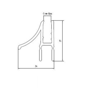 Duscholux  250370.000.FIVE.L afwaterprofiel gehoekt links, 5mm