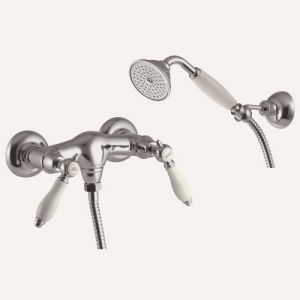 Fima Carlo Frattini Herend F5405SN surface mounted shower valve 2 handle with garnish brushed nickel