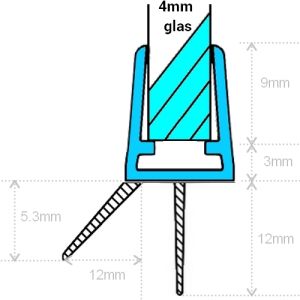 Exa-Lent Universal sample piece of shower rubber type DS40 - 2cm length and suitable for glass thickness 4mm - 2 flaps