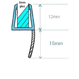 Exa-Lent Universal sample piece of shower rubber type DS43 - 2cm length and suitable for glass thickness 5mm - 1 flap