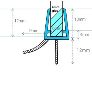 Exa-Lent Universal DS421006 kwartrond helder doucheprofiel 2 flapjes 100cm - 6mm