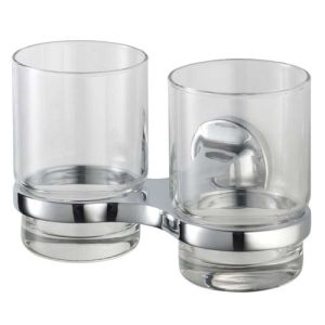 Haceka Aspen 1110700 doppelt Zahnputzbecherhalter klarglas/ chrom