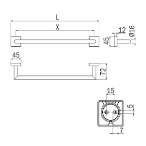 Inda Forum Quadra 3000 A3018CCR handdoekhouder 65 cm chroom