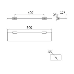Inda Lea 1800 A18090CR21 shelf 60cm satin glass chrome