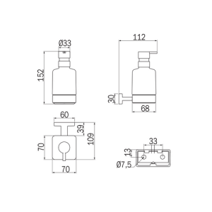 Inda Lea 1800 A18120CR21 Seifenspender Glas satiniert chrom