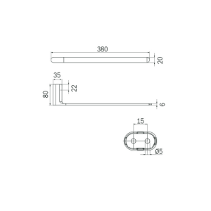 Inda Mito 2000 A2018MAC handdoekhouder voor meubel 38 cm geborsteld nikkel