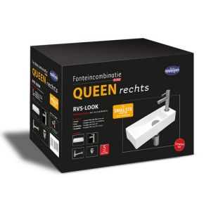 San4U 2501501 One Pack Queen (rechts) fonteinset wit keramiek/ nikkel RVS look