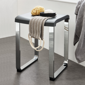 Smedbo Living Basic FK416 shower stool dark gray with chrome