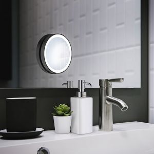 Smedbo Outline Lite FB625 Kosmetikspiegel mit Saugnäpfen und LED Beleuchtung 7x schwarz