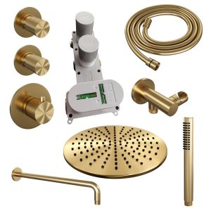 Brauer Carving 5-GG-100 thermostatic concealed rain shower SET 04 gold brushed PVD