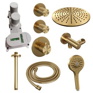 Brauer Carving 5-GG-108 thermostatic recessed rain shower SET 12 gold brushed PVD