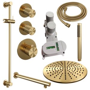 Brauer Carving 5-GG-110 thermostatic concealed rain shower SET 14 gold brushed PVD
