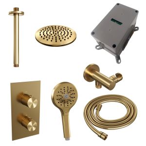 Brauer Carving 5-GG-131 thermostatic concealed rain shower 3-way diverter SET 35 gold brushed PVD
