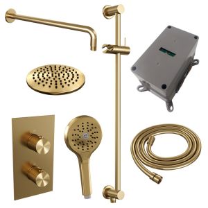 Brauer Carving 5-GG-141 thermostatic concealed rain shower 3-way diverter SET 45 gold brushed PVD