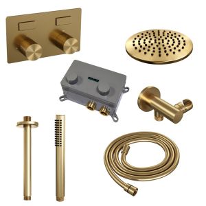 Brauer Carving 5-GG-188 thermostatic concealed rain shower with push buttons SET 53 gold brushed PVD