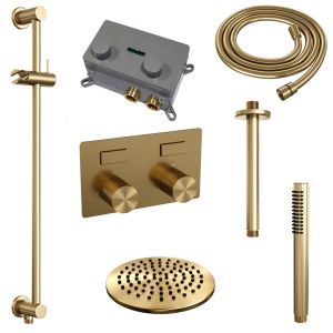 Brauer Carving 5-GG-200 thermostatic concealed rain shower with push buttons SET 65 gold brushed PVD