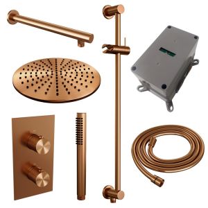 Brauer Carving 5-GK-134 thermostatic concealed rain shower 3-way diverter SET 38 copper brushed PVD