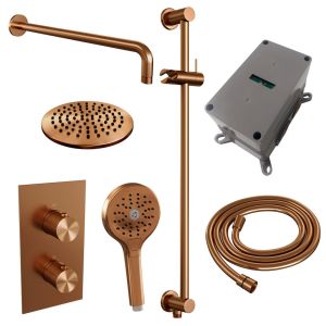 Brauer Carving 5-GK-141 thermostatic concealed rain shower 3-way diverter SET 45 copper brushed PVD