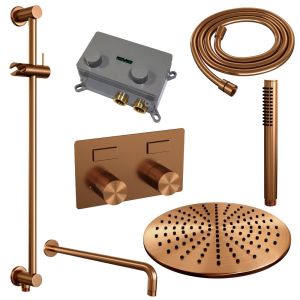 Brauer Carving 5-GK-199 thermostatic concealed rain shower with push buttons SET 64 copper brushed PVD