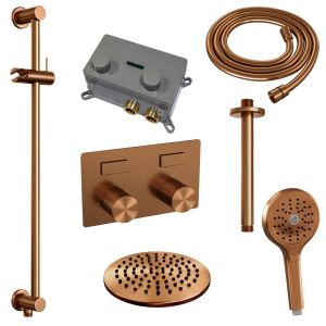 Brauer Carving 5-GK-206 thermostatic concealed rain shower with push buttons SET 71 copper brushed PVD