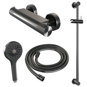 Brauer Carving 5-GM-086-2 surface-mounted shower thermostatic valve SET 02 gunmetal brushed PVD