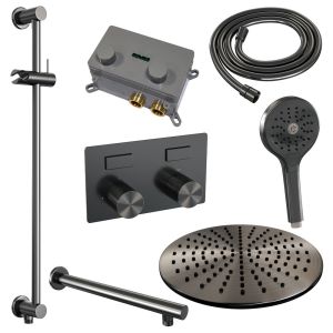 Brauer Carving 5-GM-203 thermostatic concealed rain shower with push buttons SET 68 gunmetal brushed PVD