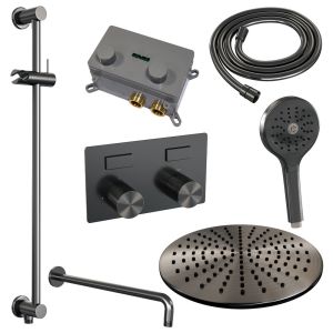 Brauer Carving 5-GM-205 thermostatic concealed rain shower with push buttons SET 70 gunmetal brushed PVD