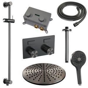 Brauer Carving 5-GM-207 thermostatic concealed rain shower with push buttons SET 72 gunmetal brushed PVD