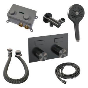 Brauer Carving 5-GM-213 thermostatic concealed bath valve with push buttons SET 04 gunmetal brushed PVD