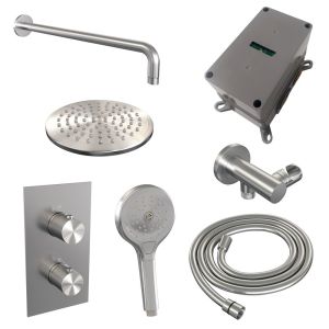 BrauerCarving 5-NG-129 thermostatic concealed rain shower 3-way diverter SET 33 stainless steel brushed PVD