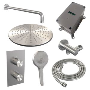 Brauer Carving 5-NG-130 thermostatic concealed rain shower 3-way diverter SET 34 stainless steel brushed PVD