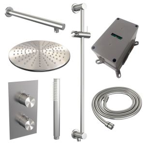 Brauer Carving 5-NG-134 thermostatic concealed rain shower 3-way diverter SET 38 stainless steel brushed PVD