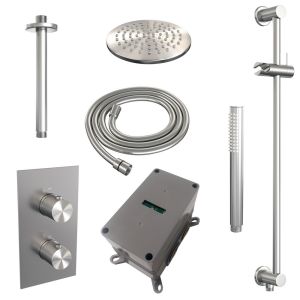 Brauer Carving 5-NG-137 thermostatic concealed rain shower 3-way diverter SET 41 stainless steel brushed PVD