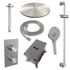 Brauer Carving 5-NG-144 thermostatic concealed rain shower 3-way diverter SET 48 stainless steel brushed PVD