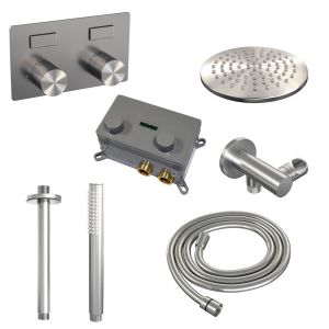 Brauer Carving 5-NG-188 thermostatic concealed rain shower with push buttons SET 53 stainless steel brushed PVD