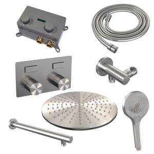 Brauer Carving 5-NG-191 thermostatic concealed rain shower with push buttons SET 56 stainless steel brushed PVD