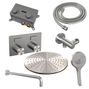 Brauer Carving 5-NG-193 thermostatic concealed rain shower with push buttons SET 58 stainless steel brushed PVD